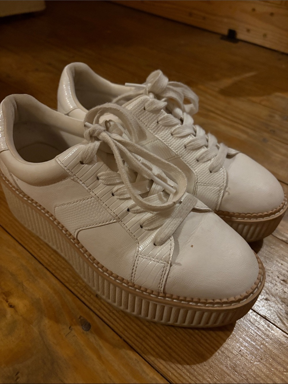 Dolce Vita White Platform Lace-Up Sneakers